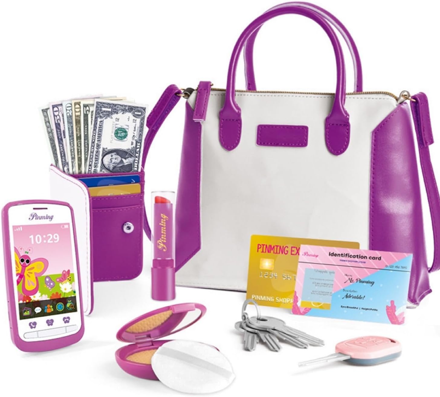 Play Purse For Little Girls, Toddler With Accessories, Fashion Girl Toys, Toy Purse, Handbag, Phone, Pretend Makeup, Wallet, & More, Purses 3 Year Old And Up