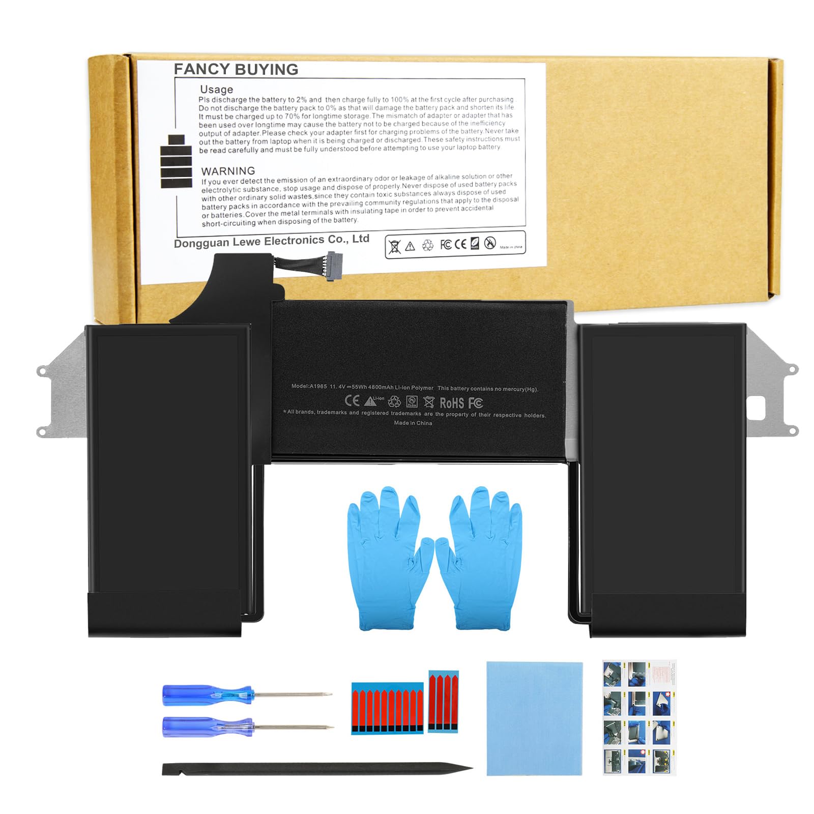 A1965 Laptop Battery for MacBook Air 13" Retina A1932 (2018 2019, Early 2020) A2179 EMC 3184 3302 MacBook Air8,1 8,2 9,1 MRE82 MRE92 MVFH2 MWTJ2 MVH22 MVFM2 MVFK2 MREE2 MREC2 MREA2 MREF2 MUQT2 MUQU2
