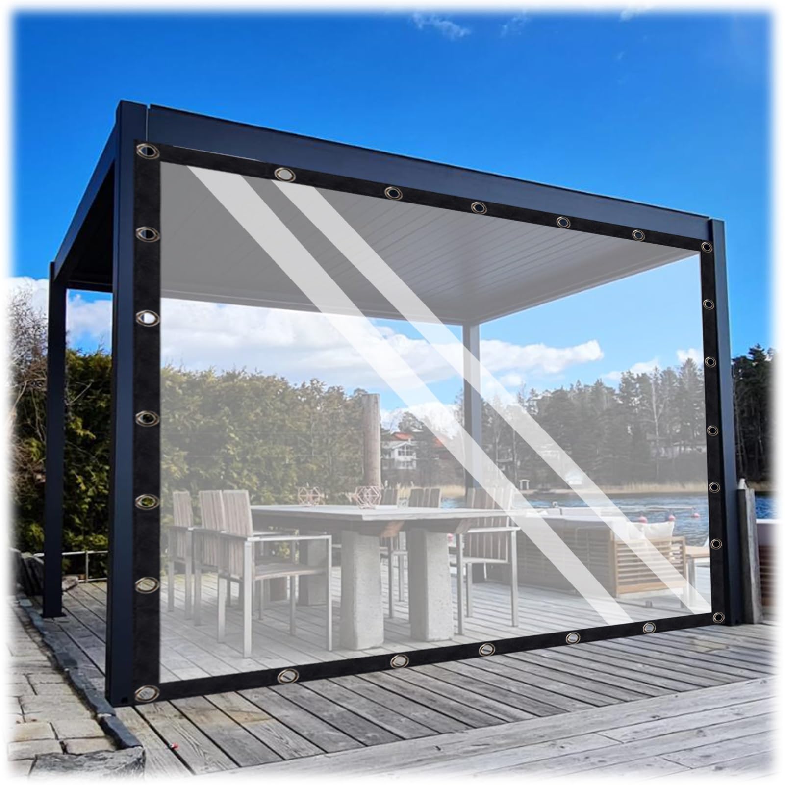 Bâche imperméable avec œillets pour mur latéral de pergola et abris
