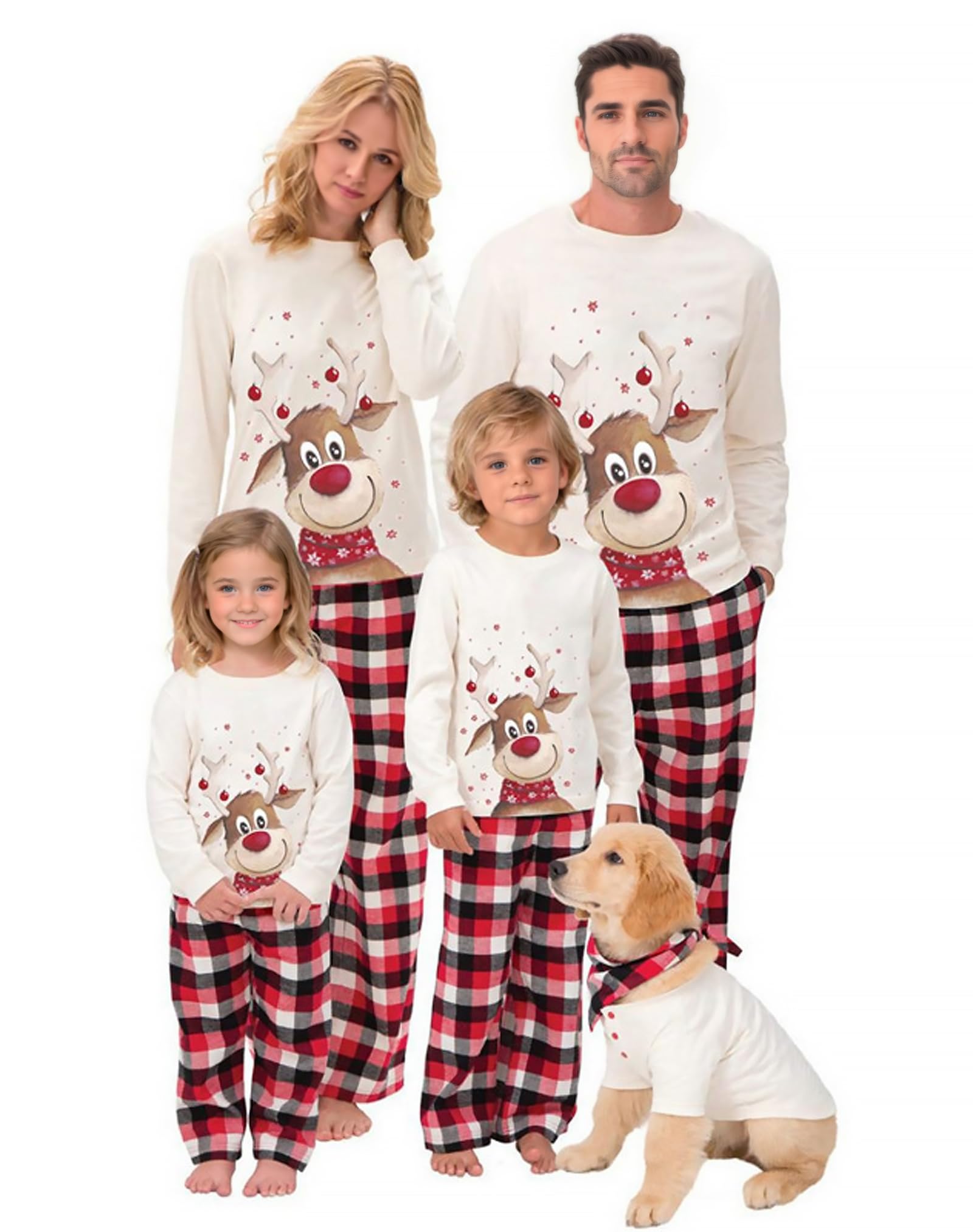 SAMGU Pigiama Famiglia Natale Set Pigiama di Capodanno Indumenti da Notte Abiti Natalizi Tuta per papà Mamma Bambini