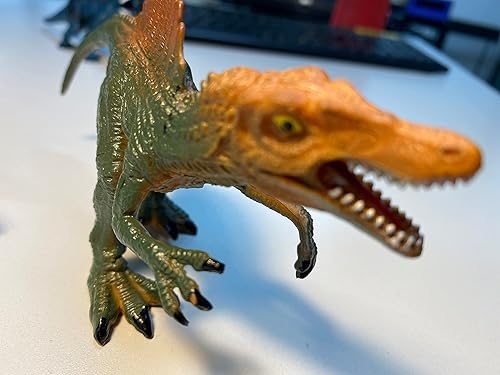 Miniatura 7 de Dinotown - Juguetes de dinosaurio con 12 figuras, caja de almacenamiento de lata, tapete de juego y 20 cartas de juego, regalo para niños y niñas