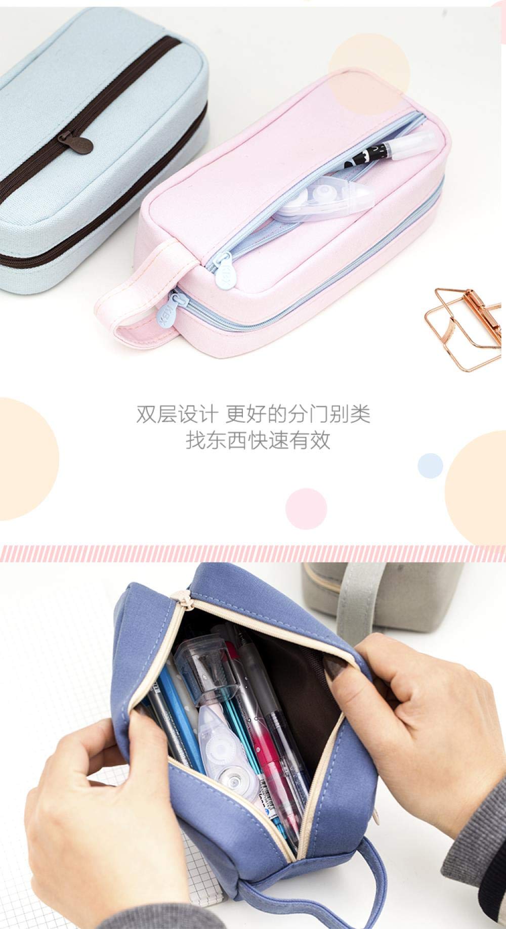 Astuccio Portamatite Capiente Con Cerniera, In Tela, Con Custodia Per Penne E Matite Organizer Per Cancelleria~p170618910