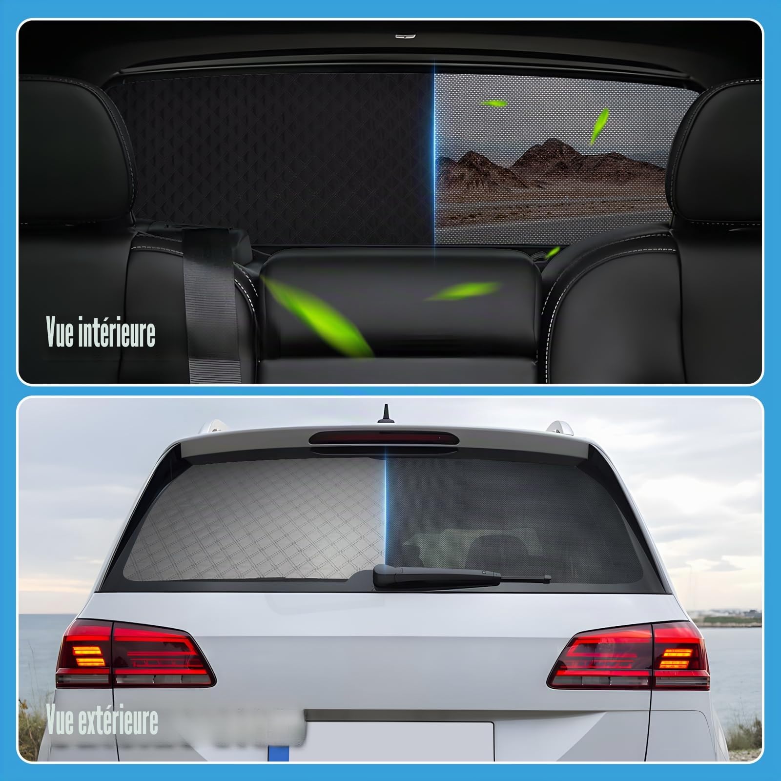 XCBYT Pare Soleil Voiture Arriere Compatible avec VW Golf 7 Variant 2013-2020, Pare-Soleil Arrière Pliable, Protection UV pour Bébé, Maille, Intimité, Conception à Double Usage