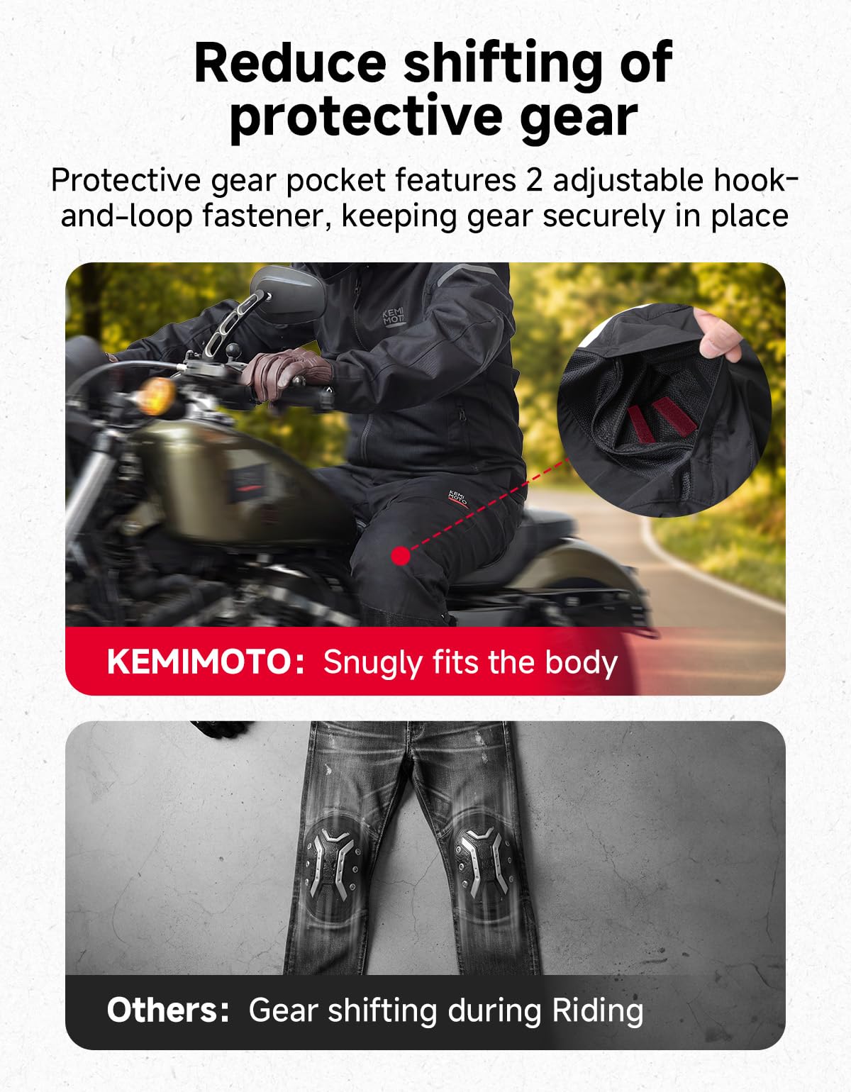 KEMIMOTO Motorradhose Sommer, Atmungsaktive Mesh Tourenhose mit CE-Protektoren, Stretch Bikerhose mit 4 großen Taschen, Größenverstellbar, für Touring & Alltag