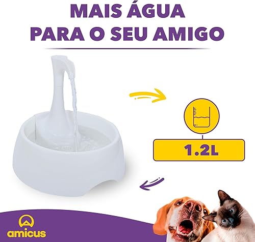 Miniatura 3 de AMICUS - Aqua First - Fuente de agua USB para mascotas - Fuentes para gatos y perros, fuente automática para beber, dispensador de agua para perros