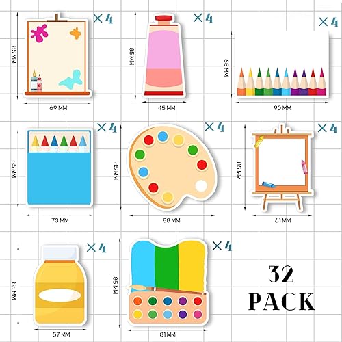 Miniatura 3 de Censen Paquete de 32 960 hojas de pintura de notas adhesivas de arte, almohadillas adhesivas para salpicaduras, recuerdos de fiesta, blocs de notas