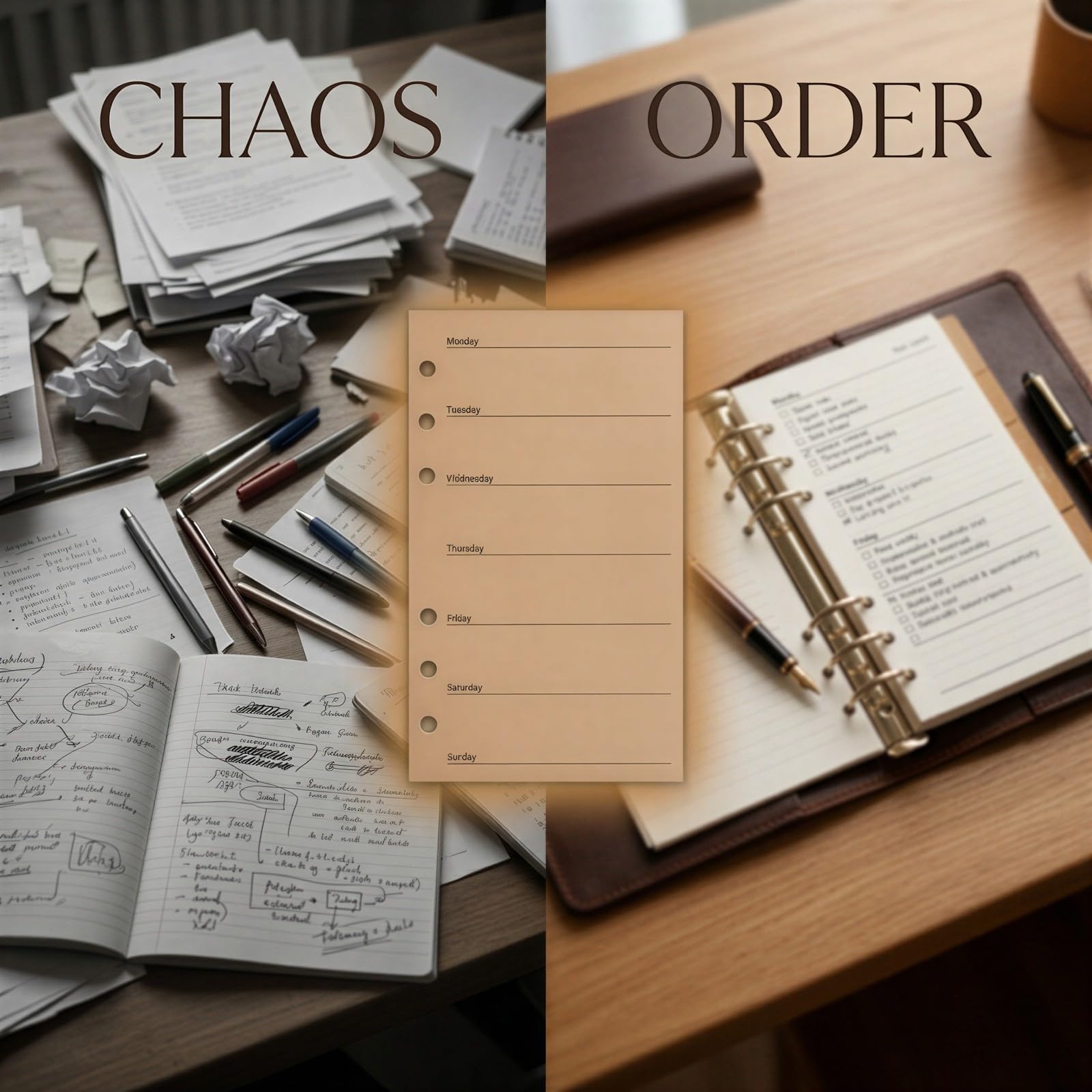 Lot de 3 recharges pour agenda hebdomadaire A6, papier kraft 120 g/m², pages non datées 3,7 x 6,7 pouces, perforation 6 trous, inserts pour classeur à anneaux, suivi budget et emploi du temps