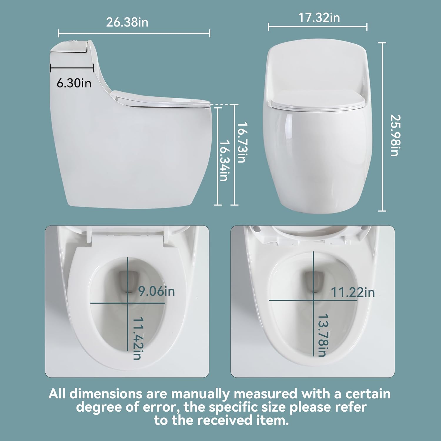 Detailed dimensions of the SUPERFLO ET-SG one-piece toilet