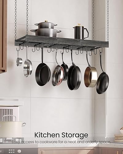 Miniatura 3 de Estante Colgante para Ollas, 35.4" L x 13" A Colgador de Ollas de Techo, Estante para Ollas de Estilo Industrial, Colgador de Ollas Montado en Pared