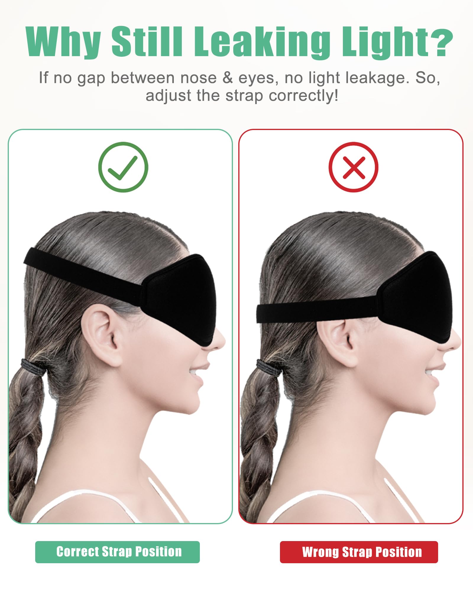 BeeVines 2 Pack 3D Contoured Sleep Mask Sleeping Eye Masks for Lash Extensions, Night Molded Mask with Adjustable Strap, 100% Block Light Eye Shade Cover for Traveling Yoga Nap