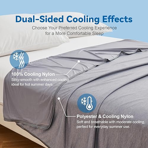 Miniatura 9 de Manta refrescante para dormir con calor, tamaño individual, ligera, transpirable, para verano, con efecto frío de doble cara para sudores nocturnos,