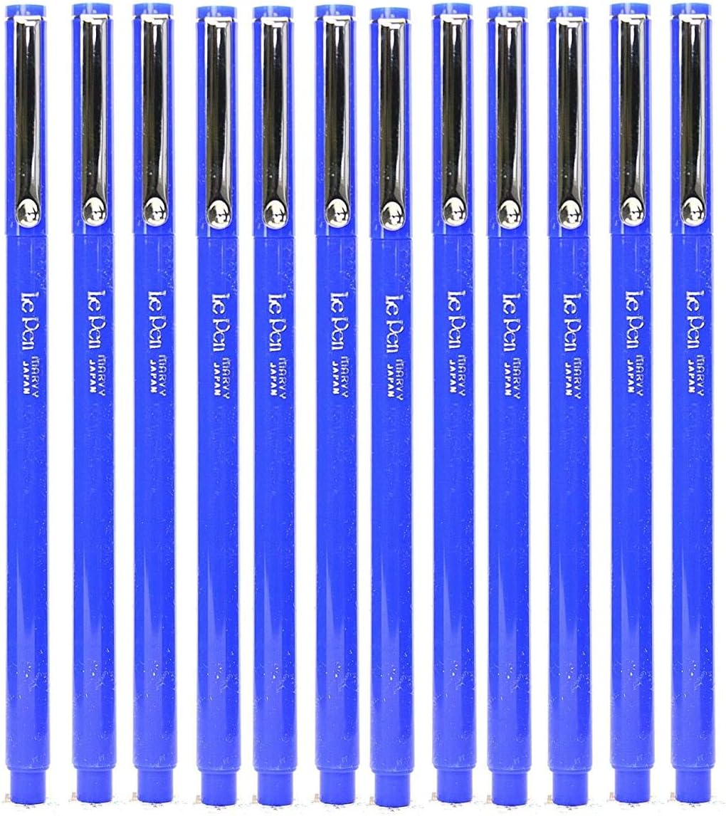 Marvy LE Pen Micro Fine Tip Pens, Blue, Pack of 12
