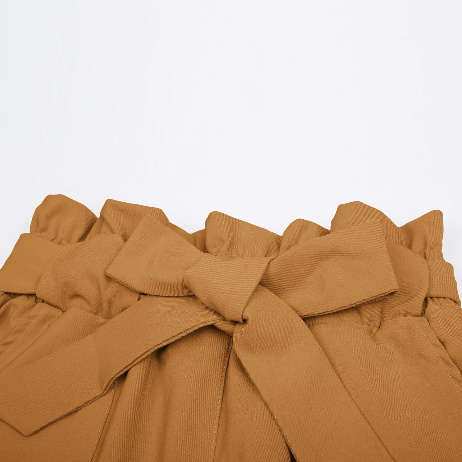 GRACE KARIN Women's Cropped Paper Bag Waist Pants with Pockets Small Ginger