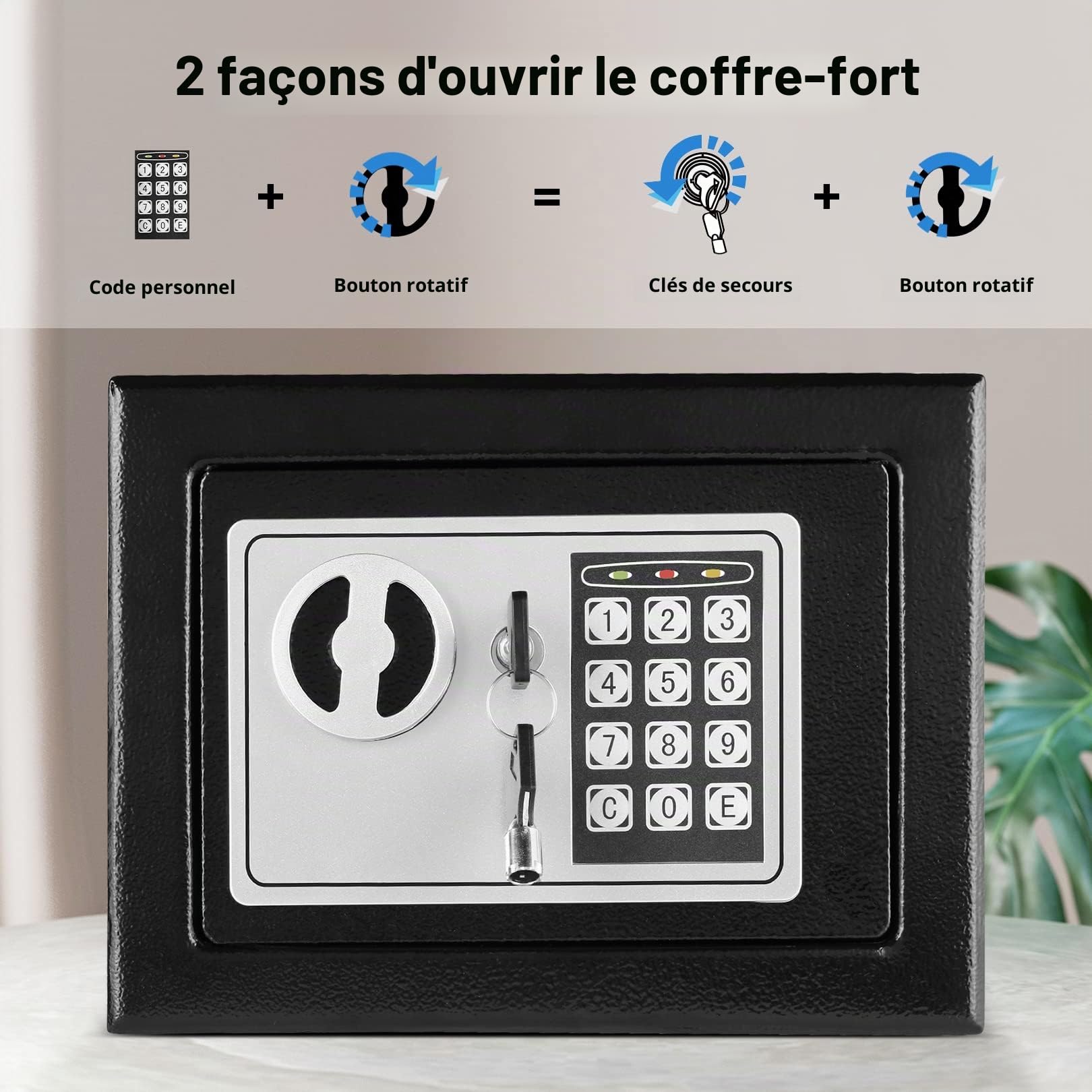 Himimi Petit Coffre Fort Coffre-Fort électronique Mini Coffre Fort Mini Coffre-Fort 23 x 17 x 17 cm, Noir