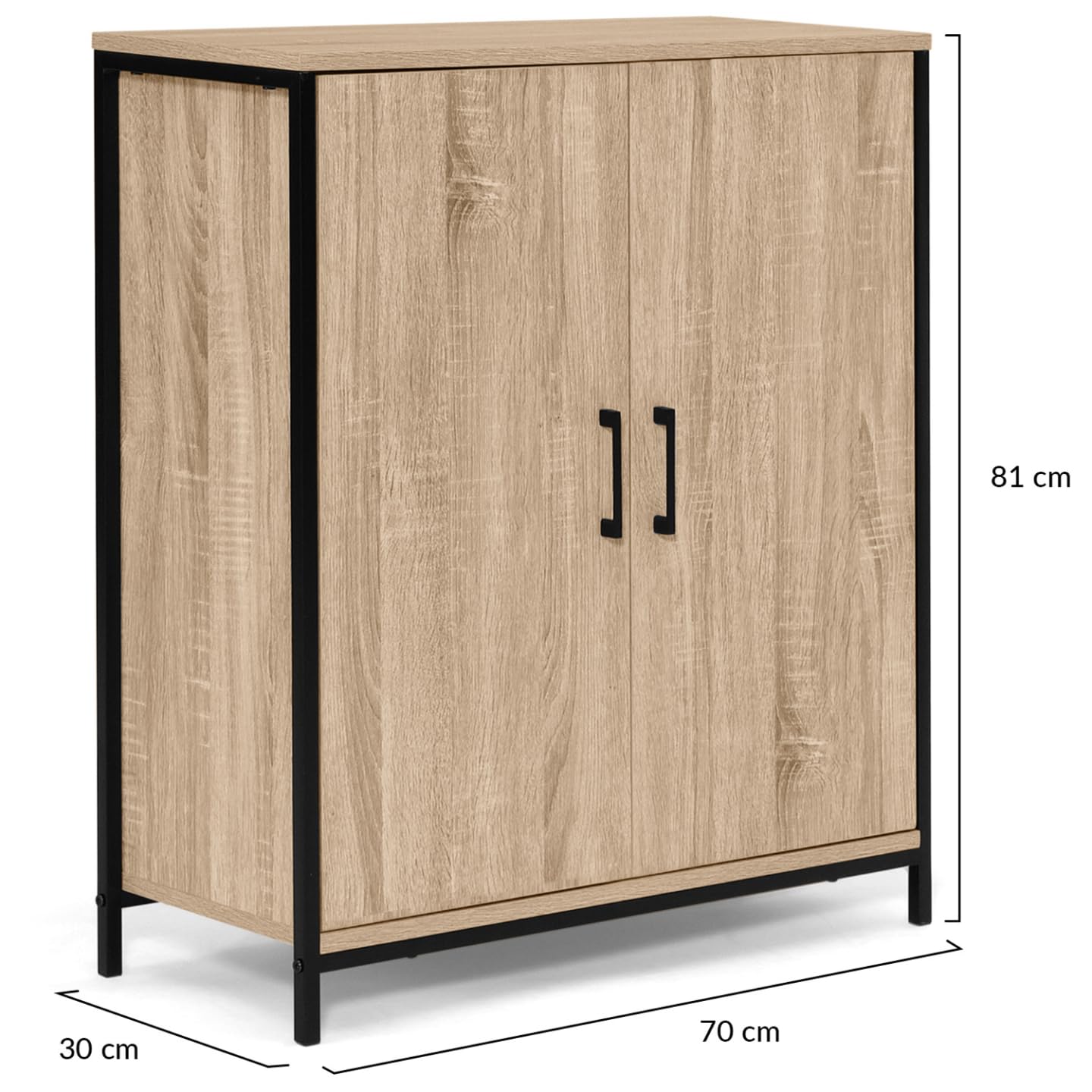 IDMarket - Armoire Basse Detroit 2 Portes Design Industriel