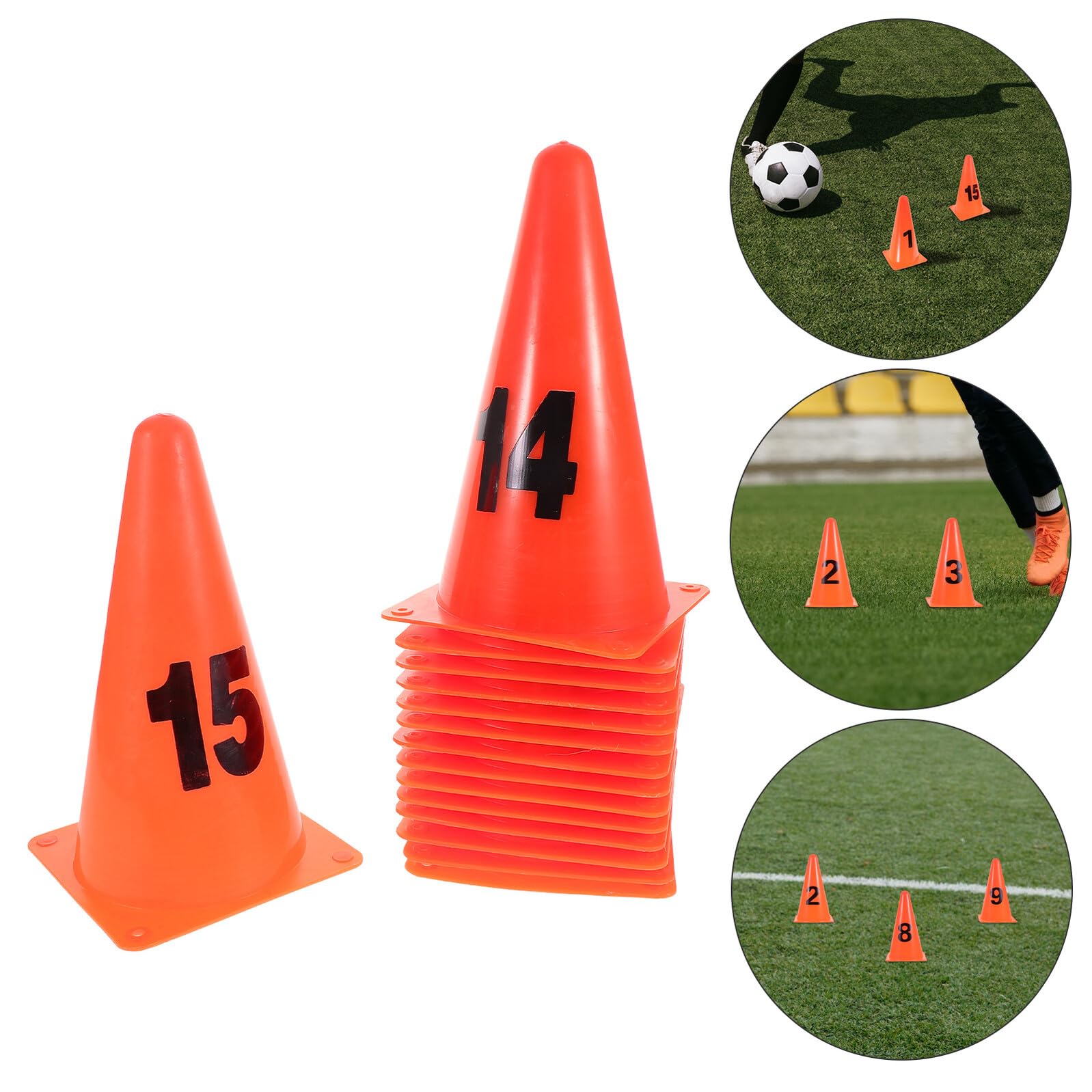DOITOOL Coni Numerati in Plastica Morbida 15 Pezzi da 23 Cm per Allenamento Calcio e Basket, Indicatori di velocità Compatti per Esercizi Indoor e Outdoor, Attrezzatura Sportiva