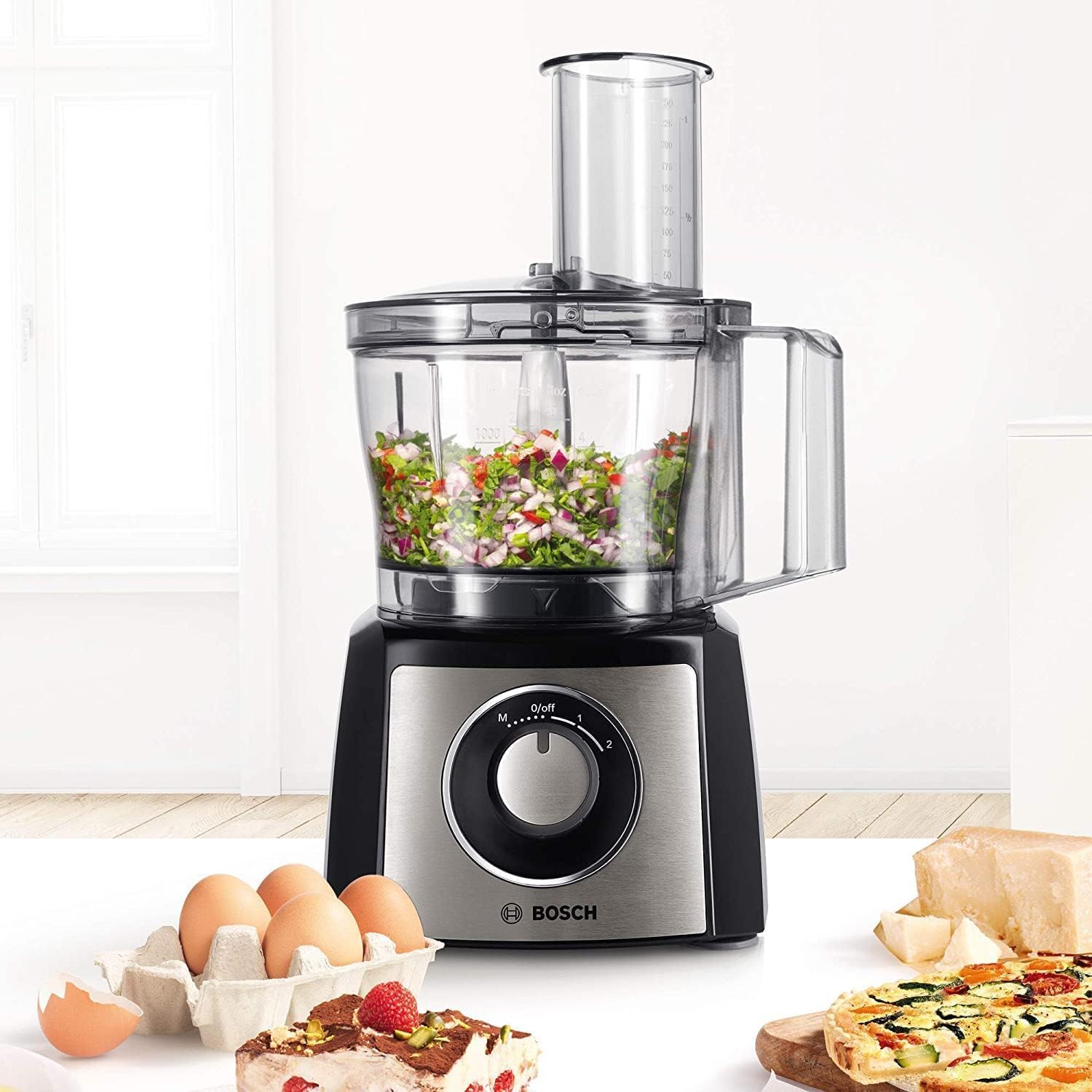 Bosch MultiTalent 3 Robot da cucina 2,3 litri, 800 W, 2 velocità + funzione pulsazione -17000 giri/min - acciaio inox spazzolato - MCM3421M