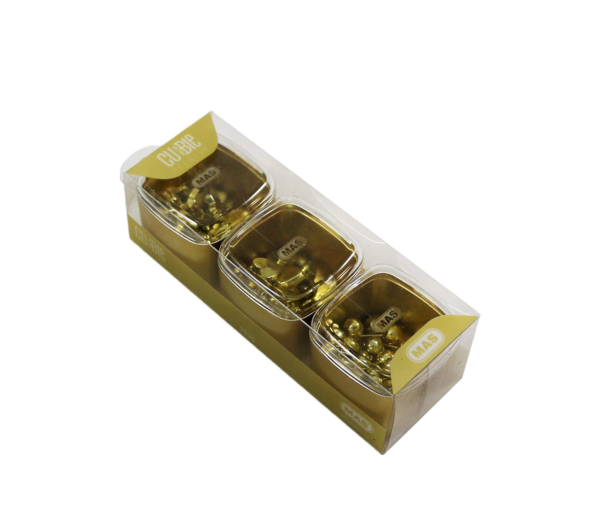 MAS Cubbie Premium 3'lü Kutu Ataş Raptiye Seti, Gold
