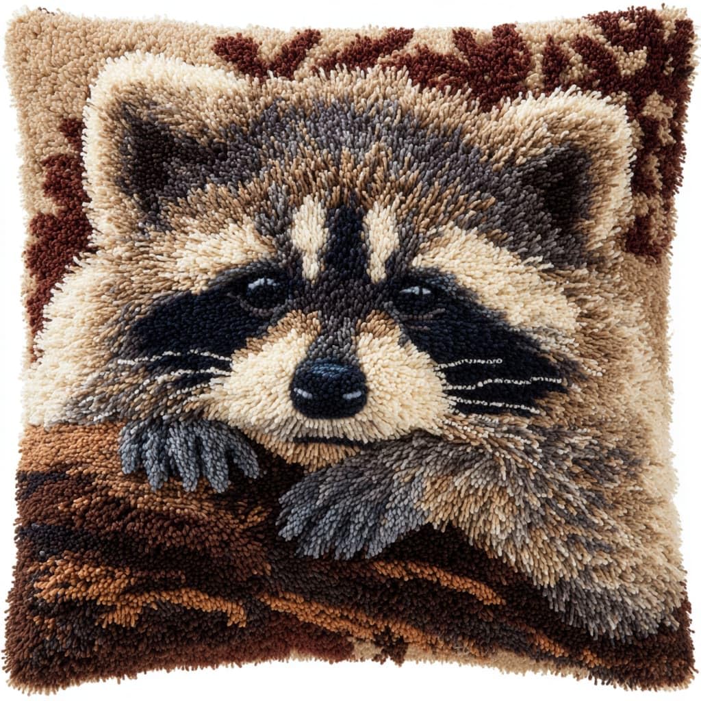 WallustrioaW Latch Hook Kits for Adults,Animal Raccoon