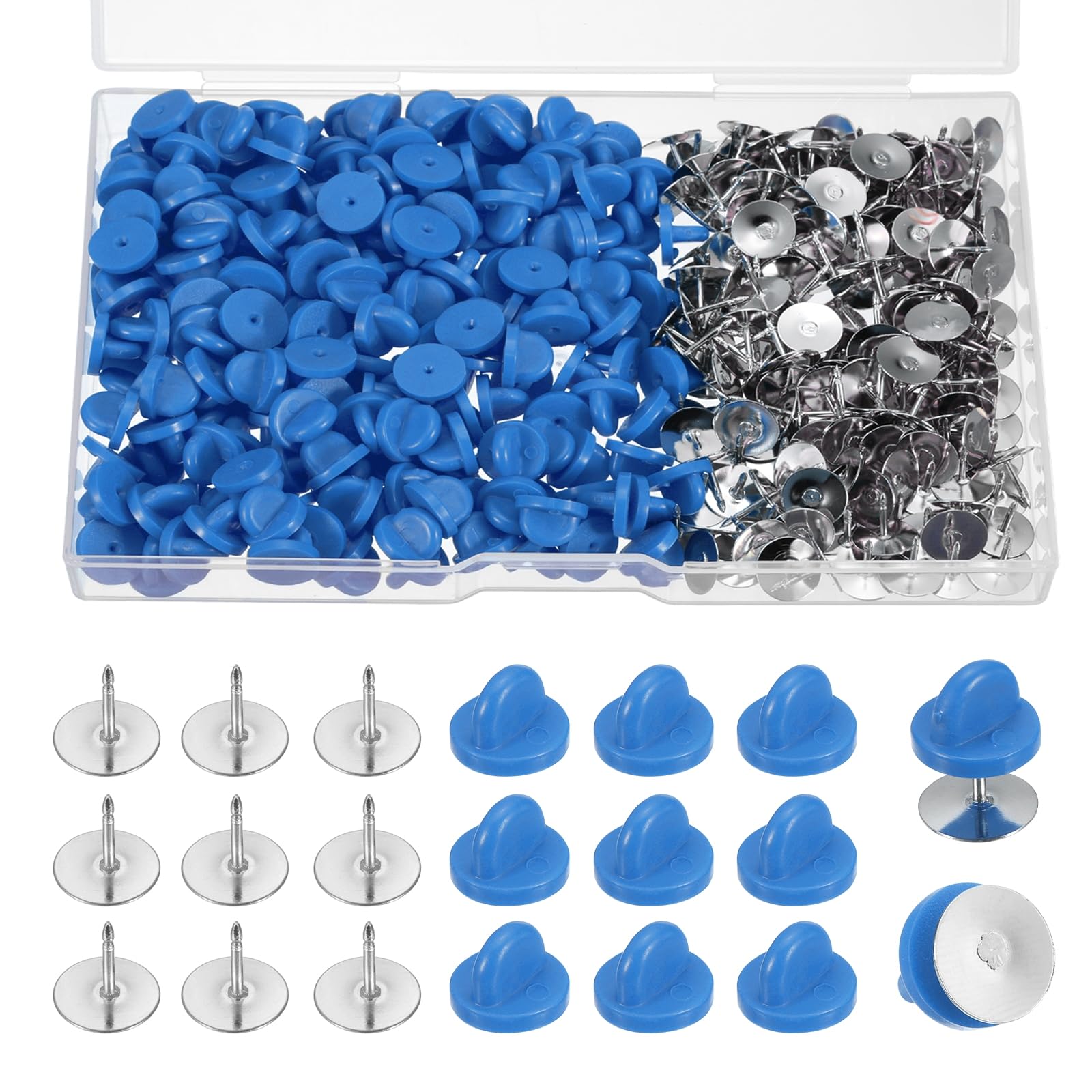 Fermoirs de verrouillage bleu ciel en lot de 200 pièces avec étui compact