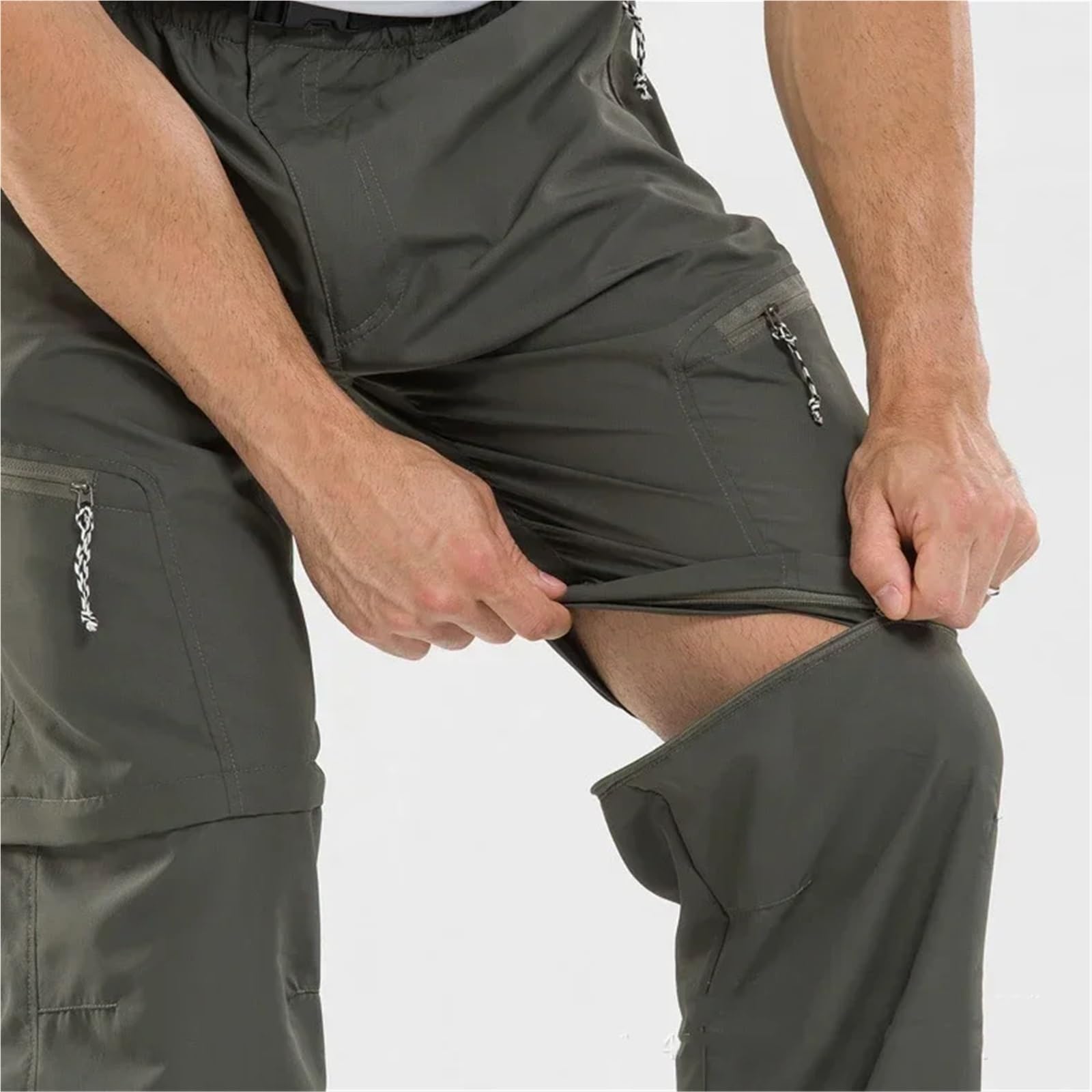 Pantalones de senderismo convertibles secado rápido for hombre y mujer, con bolsillo cremallera desmontable, aptos for ciclismo, pesca trekking Para Outdoor(Khaki,2XL)