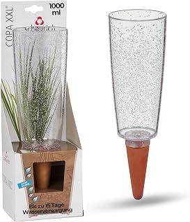 Scheurich 58870 Copa XXL, Wasserspender aus Kunststoff und Tonkegel, TRANSPARENT CLEAR, 32 cm hoch, 1,0 Vol., 9.7 x 9.7 x 32 cm