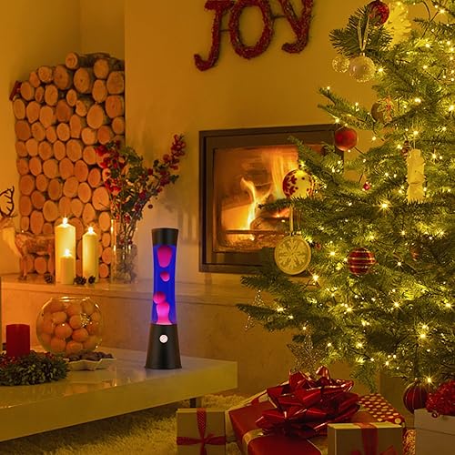 Miniatura 2 de Lámpara de movimiento líquido púrpura de 16 pulgadas con base negra de cera blanca para adultos y niños, lámpara de magma grande como decoración de