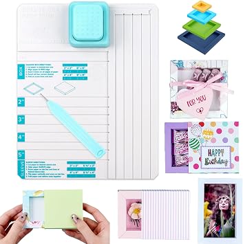 BAOFALI Shadow Box Punch Board for DIY Making 2" 3" 4" 5" Shadow Boxes and Sleeves, Shadow Box Punches Boards with Scoring Tool for DIY Crafting Scrapbooking Holiday Cards Photo