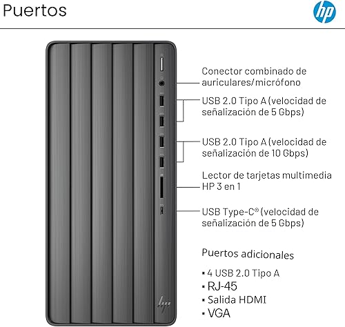 Vista 8 de HP Envy PC de sobremesa, Intel Core i7-14700, 32 GB de RAM, SSD de 1 TB, Intel UHD Graphics 770, Windows 11 Pro, TE01-5002 (2024)