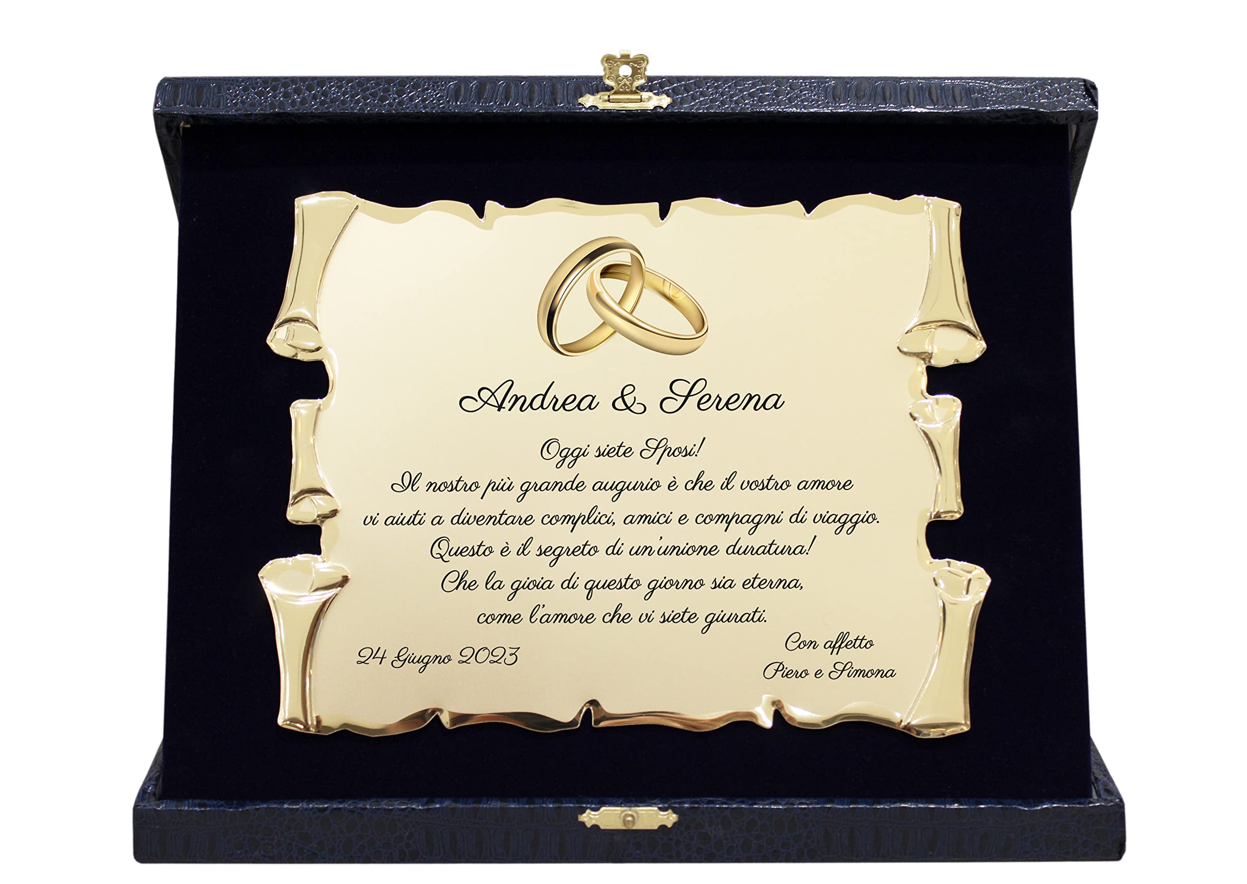 Generico Targa Regalo | Cofanetto con Pergamena | Congratulazioni per Matrimonio