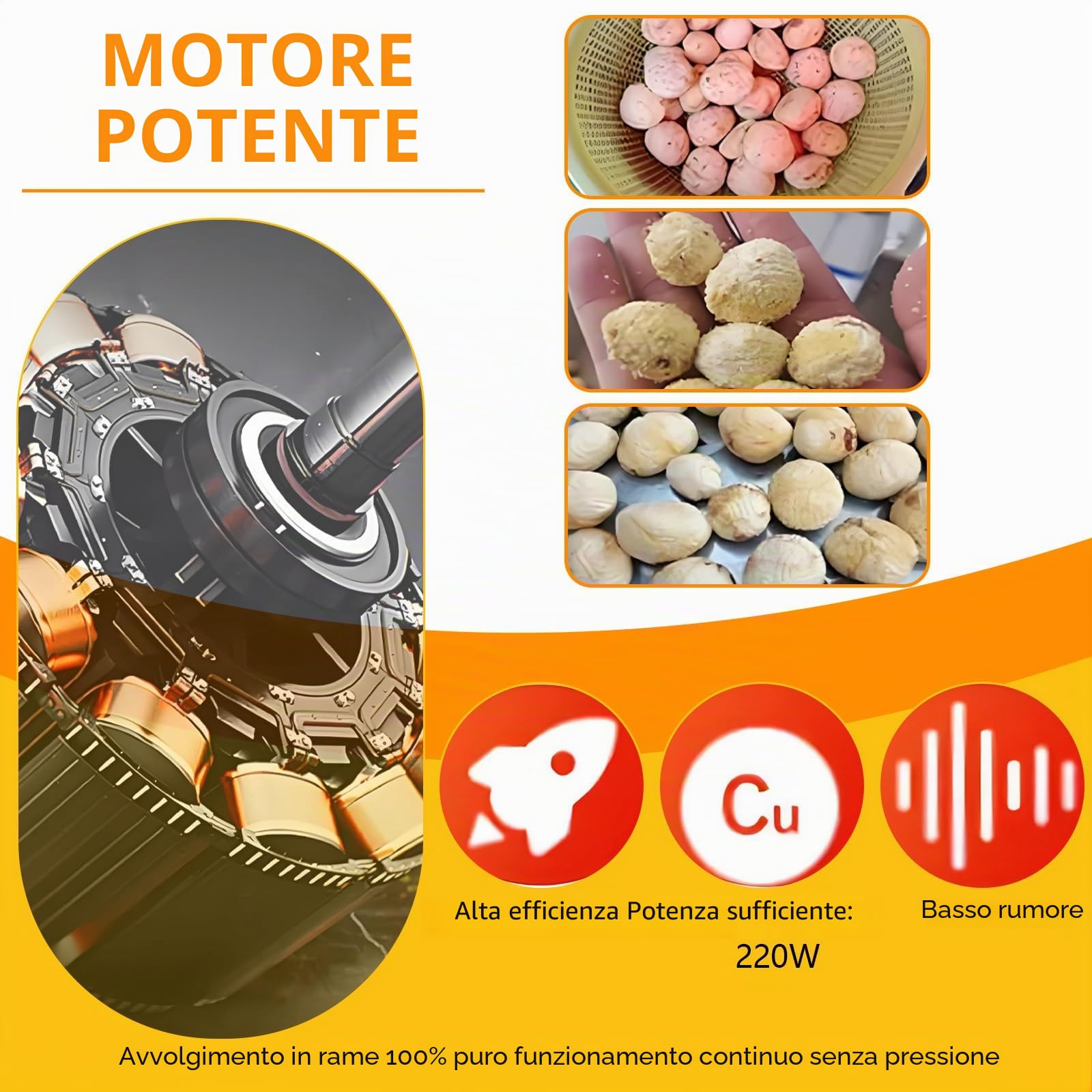 Pelapatate automatico professionale per castagne,pelapatate elettrico da 220V,lama in acciaio inossidabile,alta efficienza senza danneggiare le castagne per sbucciare rapidamente le castagne 12knives