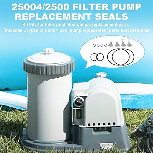 Miniatura 2 de Kit de sellos de repuesto para bomba de filtro 25004/2500 para bombas de filtro de piscina Intex, piezas de repuesto (incluye 5 tipos de piezas),