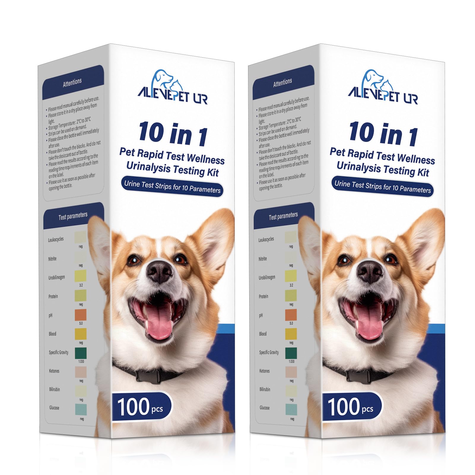 Cat & Dog Urine Test Strips 10-Parameter 200ct, Diabetes Testing, Blood Ketone Testing UTI Test Kit, Glucose, Nitrite, Specific Gravity, pH, Protein, Leukocycles & More.