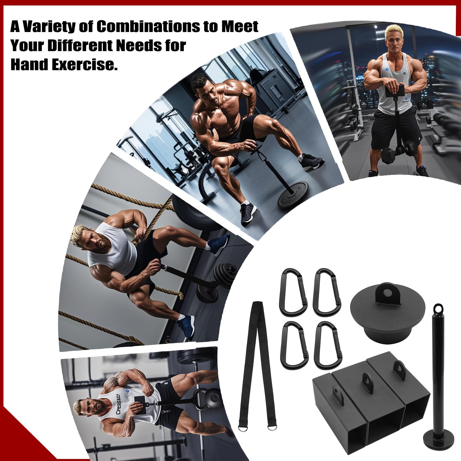 Fenteer Bloc Grip En Fer – Multifonction Pour Tractions, Suspensions, Boucles Biceps – Avec Mousqueton – Plusieurs Tailles