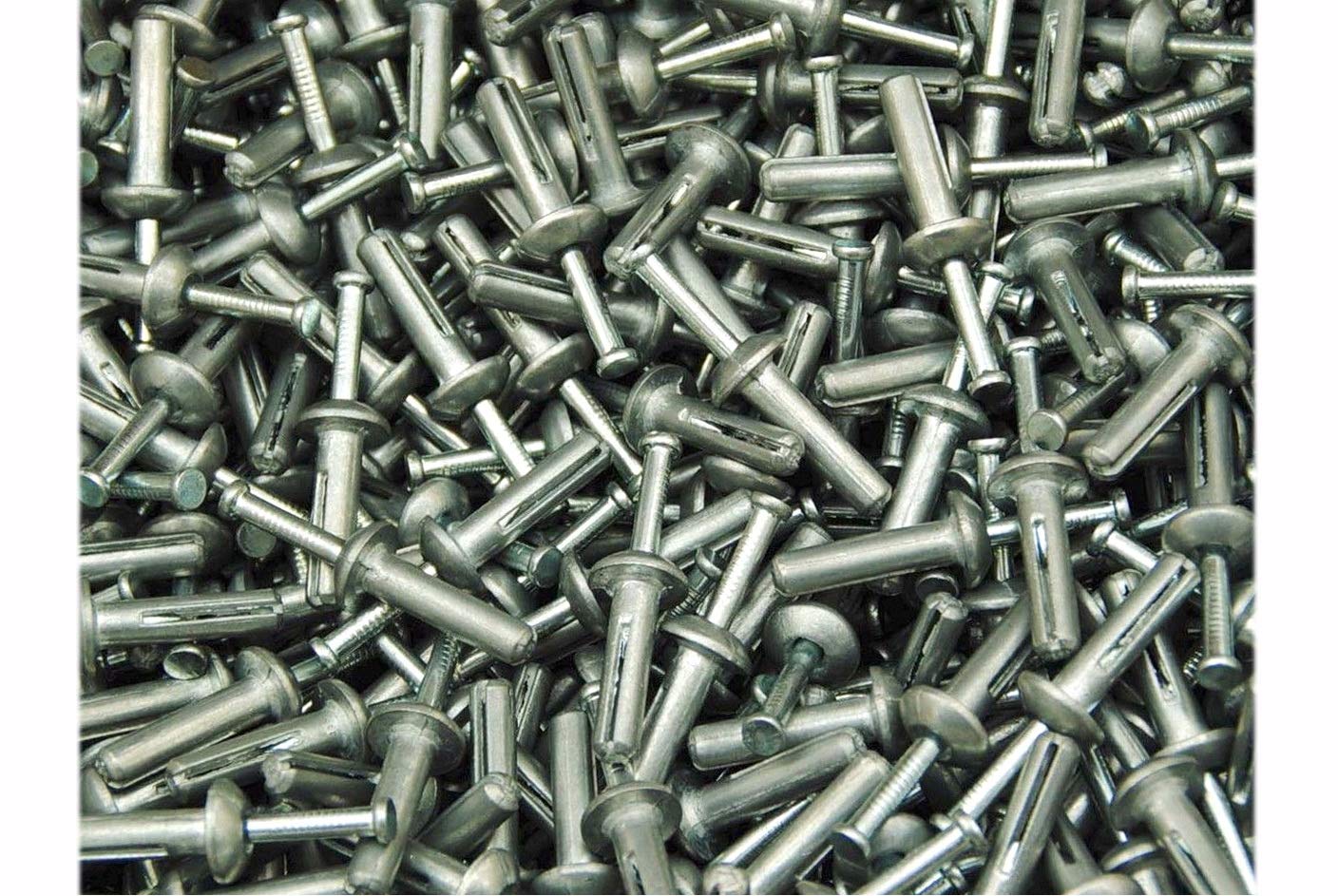 New Package of 250 (pcs) Mushroom Head 1/4" x 1 Hammer Drive Pin Anchors Nail-in Hammer-in Rivet Set #MO2726-P Warranity by Pr-Mch