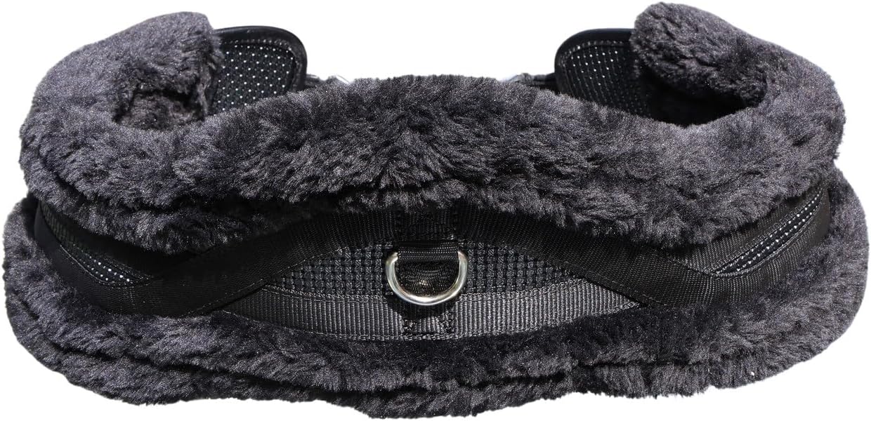 T TEKE Anatomic Luxury Plush Fleece Horse Girth - Contoured Pressure Relief English Girth with Dual-Side Heavy-Duty Elastic, Ultra-Soft Fleece Lining, Stainless Steel Solid-Roller Buckles & D-Ring