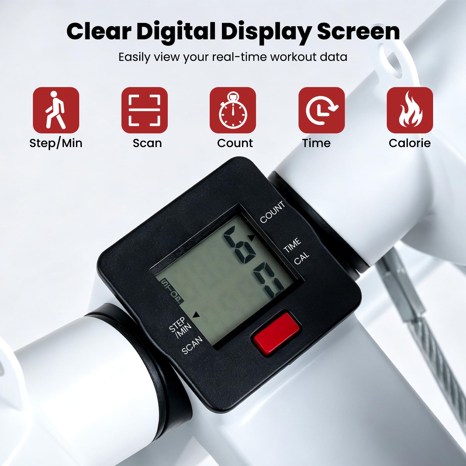 COSTWAY Mini stepper z linami Power Ropes, Swing Stepper obciążenie 150 kg | Stepper 2 w 1 z regulowanym oporem i wyświetlaczem LCD, ciche urządzenie fitness do domu i biura