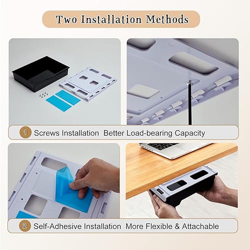 Miniatura 7 de Organizador de cajones para debajo del escritorio, cajones de almacenamiento deslizables, organizadores de escritorio ocultos, accesorios de