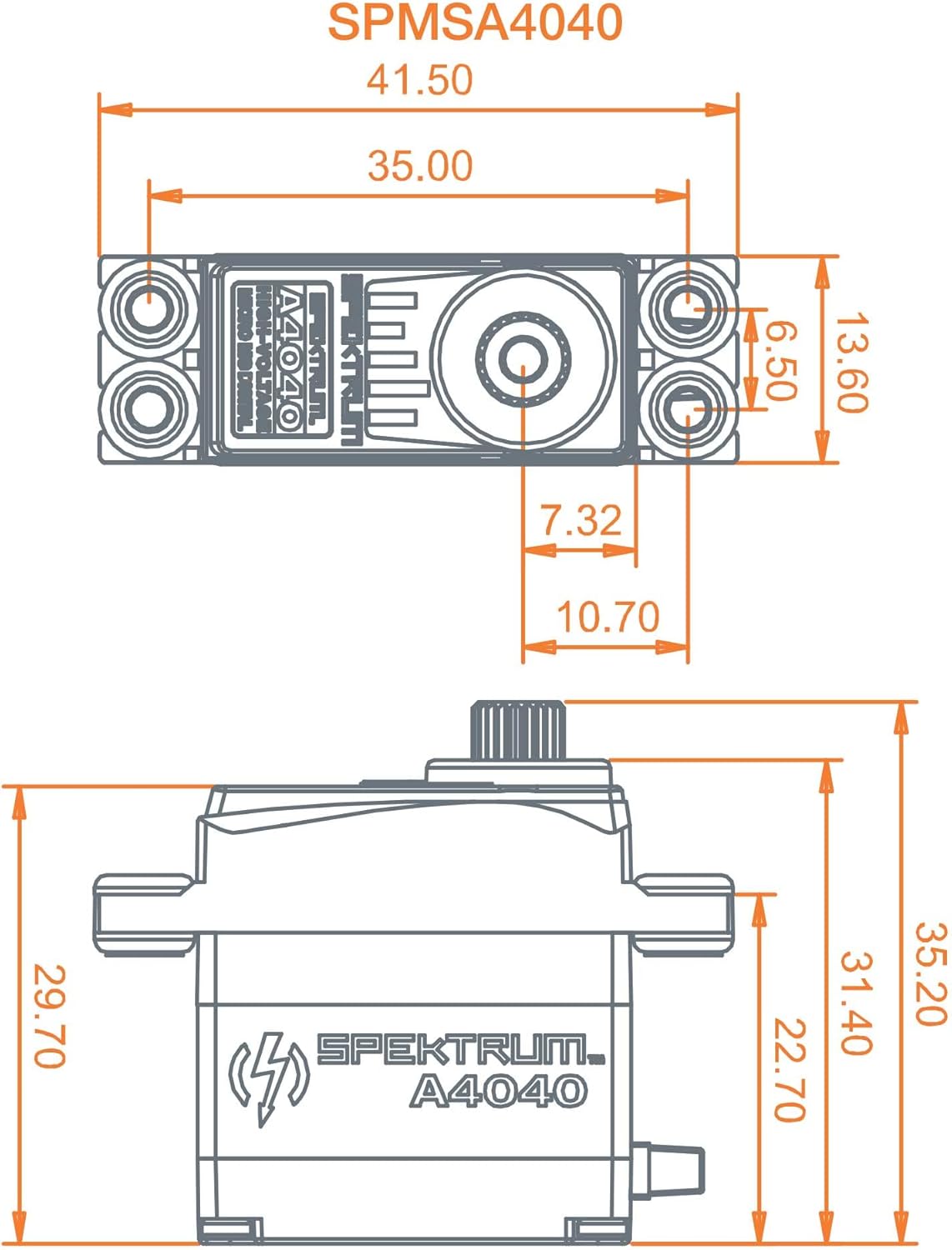 Spektrum A4040 MT/HS Micro Metal Gear HV Servo, SPMSA4040