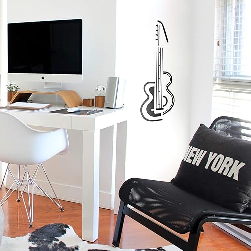 Miniatura 2 de Calcomanía de vinilo para pared, diseño de guitarra, 30 x 10 pulgadas, instrumento musical abstracto moderno para músicos, hogar, trabajo, tienda,