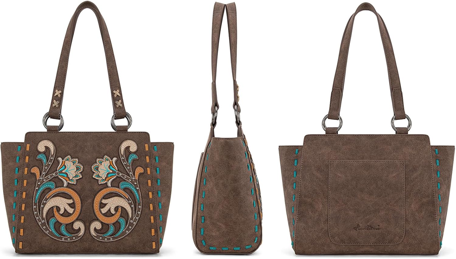 Montana West Western Tote Bag for Women Embroidered Shoulder Bag Tooled Purse