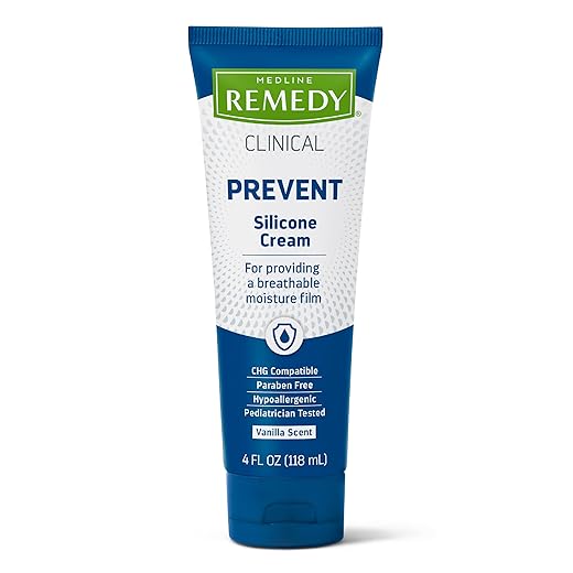 Medline Remedy Clinical Silicone Cream (4 oz Tube), Vanilla Scent, Breathable Film, Soothing, Moisturizing, Nourishing, Hydrating Skin Care, For Cracked, Chapped, Sensitive Skin