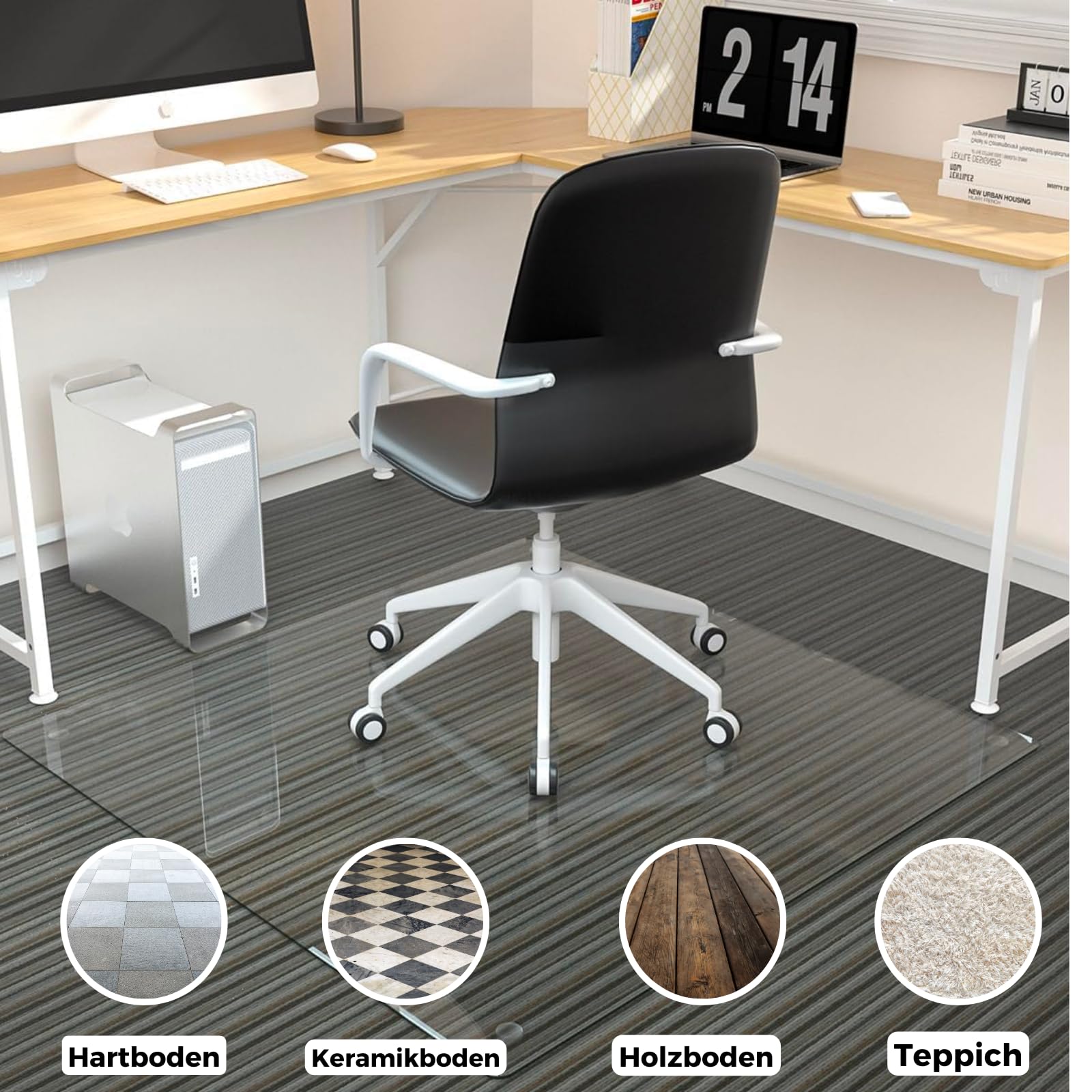 DREAMADE Stuhlmatte Transparent 150x120cm - Bodenschutz Für Bürostuhl & Boden