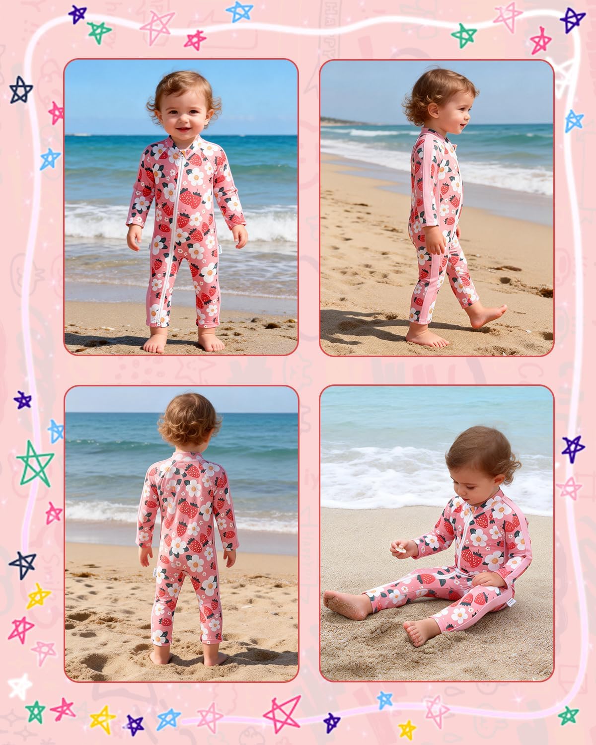 babygoal Baby Toddler One Piece UPF 50+ Rash Guard Swimsuit, Long Sleeve Zipper Infant Full Body Boy & Girl Bathing Suit