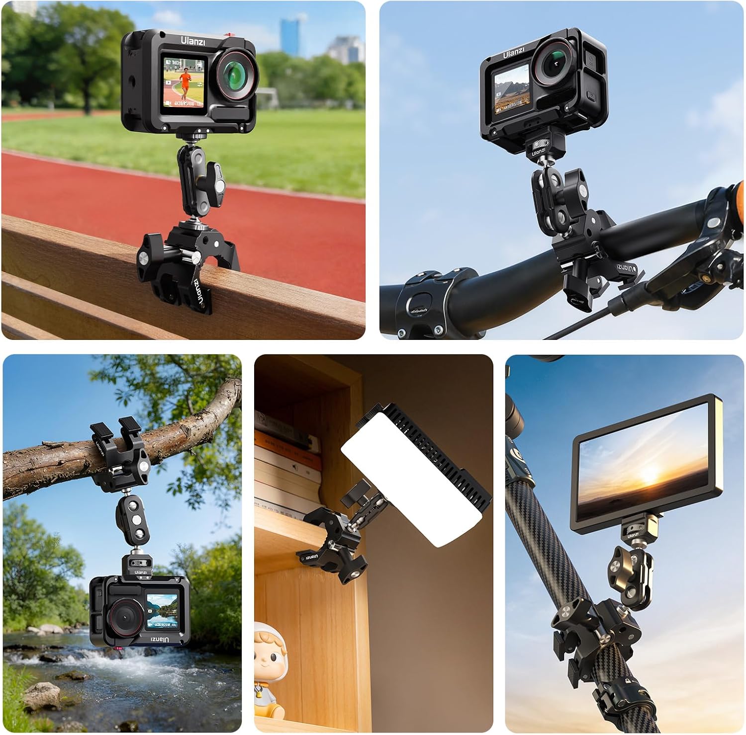 ULANZI CO78 Super Clamp Kit w Magic Arm, for Action Cam – 1/4" & ARRI Locating Pins + Cold Shoe Mount, 3-Jaw & Dual Ball Head Designed for Flexible, Low & High Angle Shot, Load Capacity Within 1kg