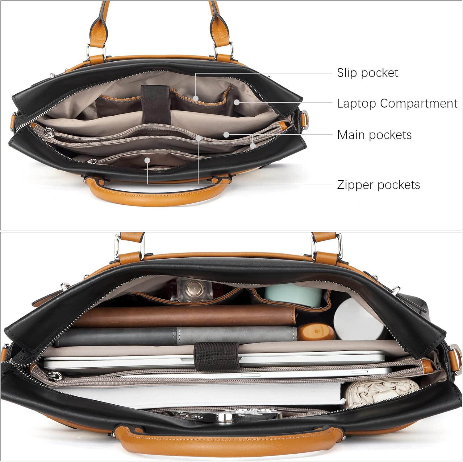 BOSTANTEN Briefcase for Women Leather Laptop Bag 15.6 inch Computer Messenger Office Business Work Tote - Image 4