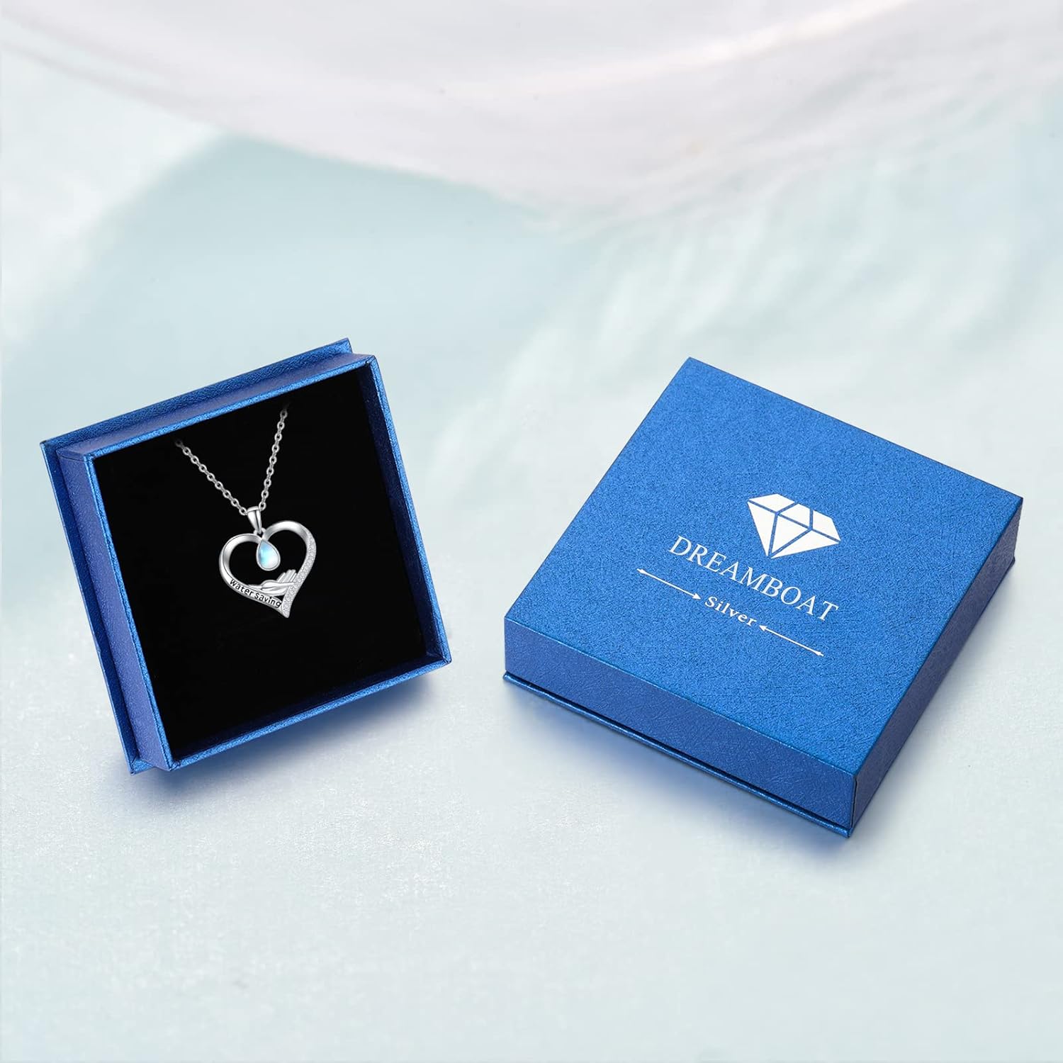 Dreamboat Moonstone Teardrop Heart Necklace for Women 925 Sterling Silver Water Saving Pendant Necklaces Heart Jewelry Gifts - Image 6