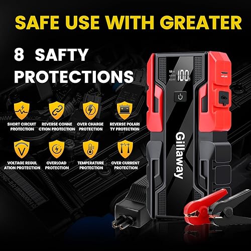 Miniatura 3 de Paquete de baterías de arranque de coche 001B 3000A (hasta 9.0L de gas y motor diesel de 7.0L), cargador de batería de coche de 12 V, caja de salto