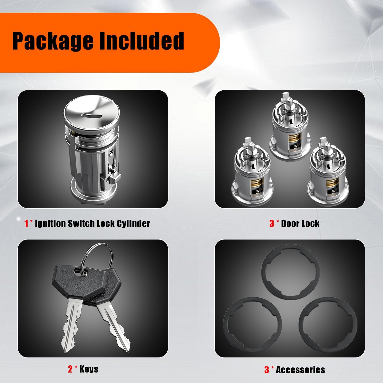 Ignition Switch & Door Lock Cylinders with Keys fit for Chrysler 300 Pacifica 2006-2008, for Dodge Viper Grand Caravan 2009, for Jeep Wrangler TJ 1998-2001, Replace OE 703719 5003843AB