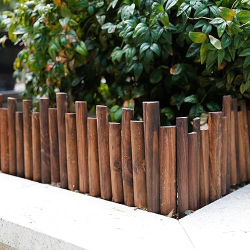 Miniatura 5 de Worth Valla corta escalonada de madera para jardín, 8 pulgadas de alto x 3.7 pies de largo, acabado de madera quemada, borde decorativo flexible,